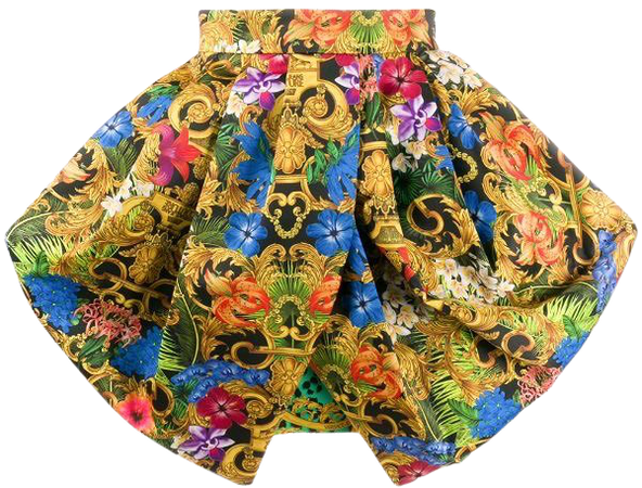 VERSACE JEANS COUTURE ruffled baroque print skirt
