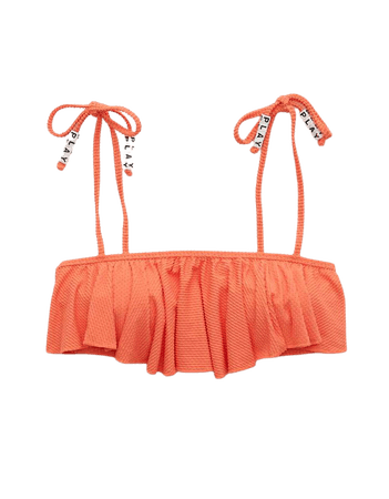 Aerie Textured Ruffle Bandeau Bikini Top