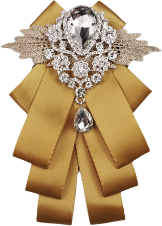 gold bow tie with broach