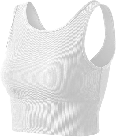 Amazon.com: Climb Workout Crop Tank Tops for Women Solid Comfort Sleeveless Shirts for Casual Sports Fitness Yoga Reversible Ribbed Tops White M : Clothing, Shoes & Jewelry