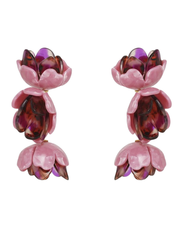 Lele Sadoughi Rose Petal Triple Drop Clip On Earrings | Neiman Marcus
