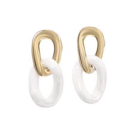 White With Fashion Metal Double Loop Modelling Long Earrings Simple Atmospheric Style Unique Temperament Designer's Choice Gift|Drop Earrings| - AliExpress