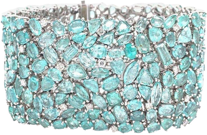 Ruchi New York Multi Shape Paraiba Tourmaline and Diamond Statement Bracelet For Sale at 1stDibs
