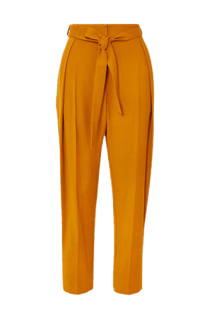 Goya Belted Twill Tapered Pants - Orange