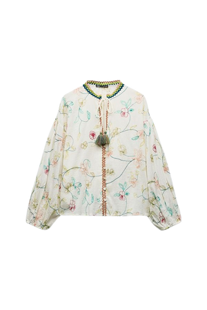 FLORAL EMBROIDERED BLOUSE - Multicolored | ZARA United States