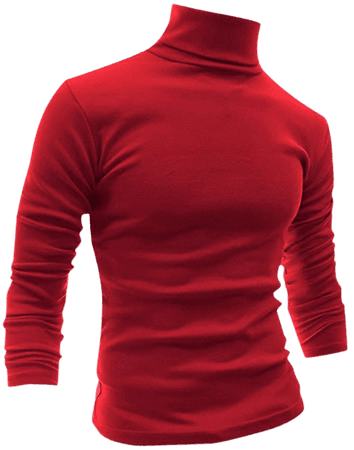 Men Slim Fit Lightweight Long Sleeve Pullover Top Turtleneck T-Shirt(Red, XL) at Amazon Men’s Clothing store
