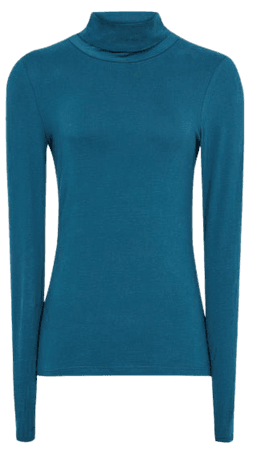 Phoebe Teal Jersey Roll Neck Top – REISS