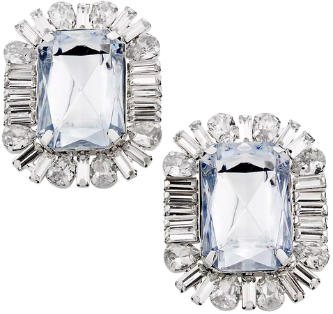 Shop Kenneth Jay Lane Silvertone & Crystal Rectangular Stud Earrings | Saks Fifth Avenue