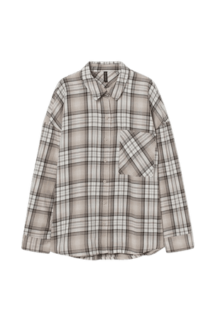 Wide-cut Shirt - Light beige/plaid - Ladies | H&M US