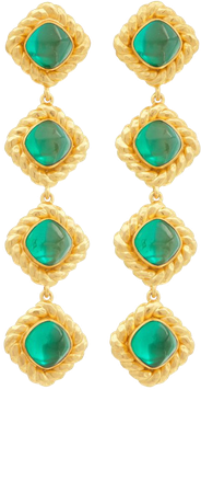 Annabella 24k Gold-Plated Emerald Quartz Earrings By Valére | Moda Operandi