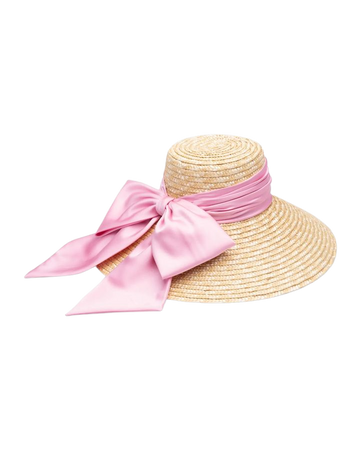 Eugenia Kim Mirabel Wide Brim Hat With Pink Satin Bow | Neiman Marcus