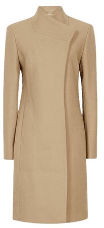 Mia Camel Wool-Blend Double-Breasted Coat – REISS