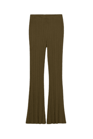 Ribbed Pants - Dark khaki green - Ladies | H&M US