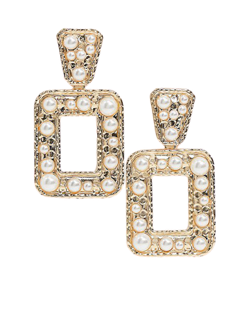 Pieces statement drop earrings with pearl detail in gold | ASOS