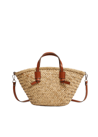 Double strap mini basket bag - Women | Mango USA