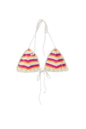 Striped crochet bikini top - pull&bear
