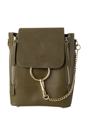 Cute Olive Green Backpack - Tote Bag - Vegan Leather Backpack