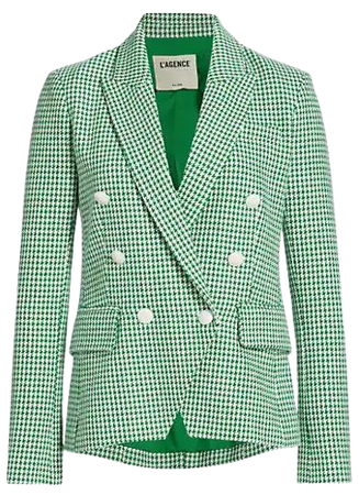 Shop L'AGENCE Kenzie Double-Breasted Houndstooth Blazer | Saks Fifth Avenue
