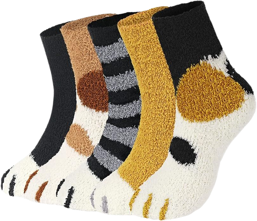 Amazon.com: Trifabricy Fuzzy Socks for Women - 5 Pair Fuzzy Socks, Cute Funny Cat Fluffy Socks, Women's Warm Soft Cozy Cat Paw Socks, Funny Novelty Socks, Slipper Socks for women : Clothing, Shoes & Jewelry