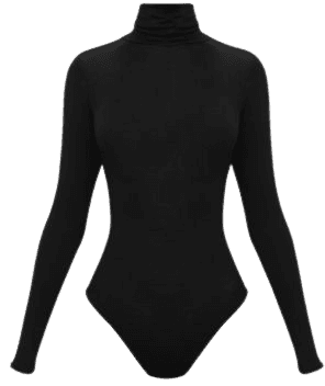 Black Roll Neck Long Sleeve Bodysuit | PrettyLittleThing