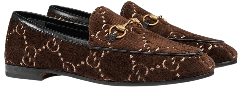Gucci Brown Jordaan GG Velvet Loafers - Farfetch