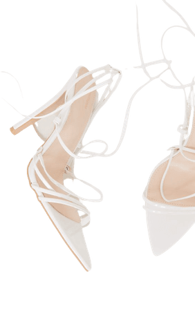 White Patent Strappy Gladiator Point Toe Heels - Pumps - Heels - Shoes | PrettyLittleThing USA