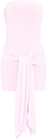 Pink Slinky Wrap Drape Bandeau Bodycon Dress | PrettyLittleThing USA