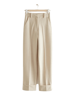 Relaxed Press Crease Trousers - Beige - Trousers - & Other Stories US