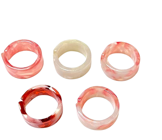 Amazon.com: 5pcs Resin Rings for Women Girls Retro Acrylic Band Rings Colorful Red Pink Statement Ring Set Aesthetic Cute Jewelry: Clothing