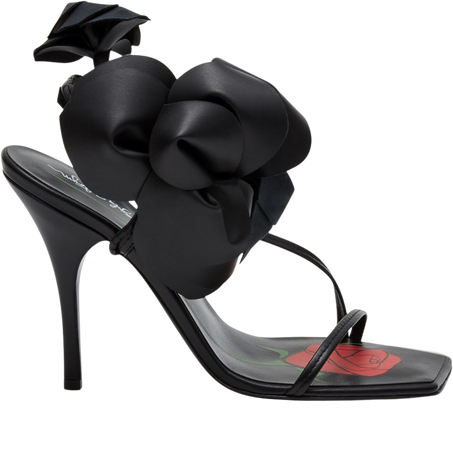 Flower-Embellished Leather Heeled Sandals By Magda Butrym | Moda Operandi