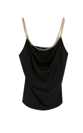 Black chain detail cowl neck cami top | River Island