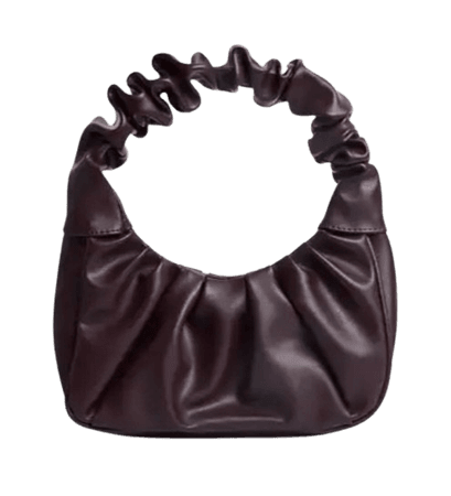 Ego Vera Ruched Shoulder Bag In Dark Brown Faux Leather