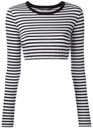 long sleeve black and white striped crop top - Google Search