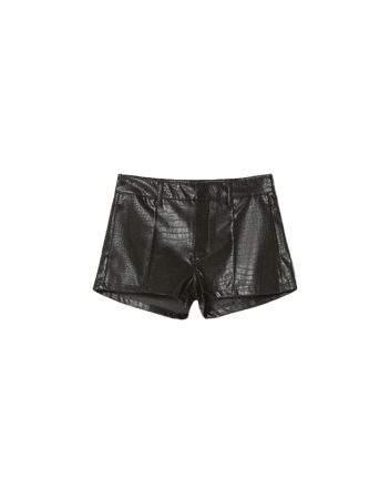 Faux leather mock croc Bermuda shorts - Shorts and bermudas - Woman | Bershka