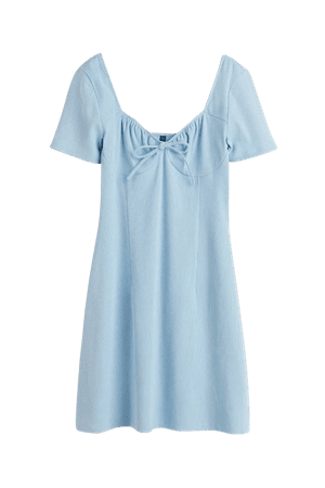 Tie-detail Ribbed Dress - Light blue - Ladies | H&M US