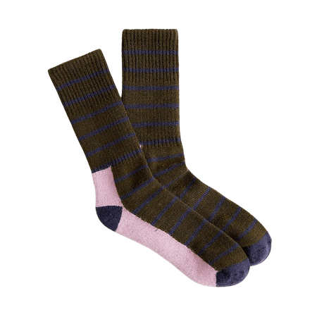 J.Crew: Ribbed Hiking Socks In Stripe For Women