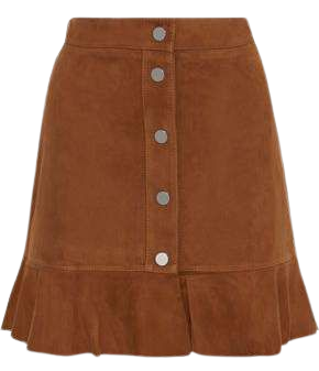 Salvia Ruffle-trimmed Suede Mini Skirt