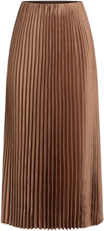 Elastic Waist Solid Pleated Maxi Skirt - Cider