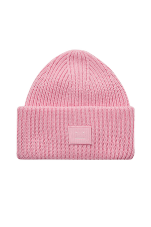 Pink + NET SUSTAIN appliquéd ribbed wool beanie | Acne Studios | NET-A-PORTER