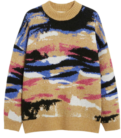 Abstract landscape heavy knit sweater - Abstract landscape - Monki WW