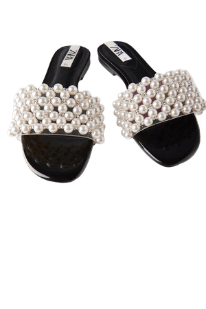 SLIDE SANDALS WITH PEARLS | ZARA United States