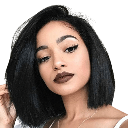 Amazon.com : SS Hair 13x6 Lace Front Wigs Human Hair Wig Pre Plucked Hairline Right Side Part Bob Wigs with Baby Hair for Black Women 8 inches Natural Black 130% Density : Beauty