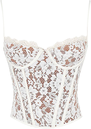 Clothing : Tops : 'Mila' Ivory Lace Underwired Corset