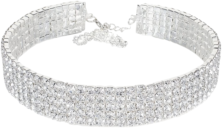 Amazon.com: 5-row Five Rows Clear White Austrian Rhinestone Crystal Choker Collar Necklace Dance Party Jewelry Wedding Prom N060 Silver: Clothing, Shoes & Jewelry