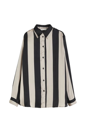 Oversized Blouse - Taupe/black striped - Ladies | H&M US