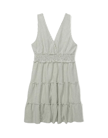 AE Striped V-Neck Tiered Mini Dress