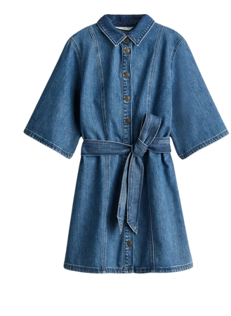 Tie-Belt Denim Dress - Denim blue - Ladies | H&M US