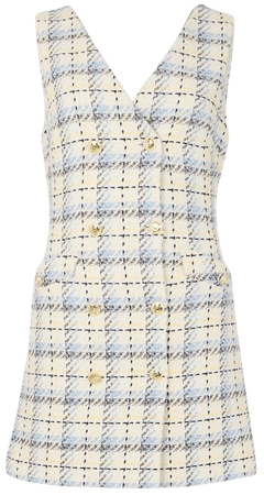 Check Button Sleeveless Mini Dress | Karen Millen