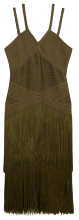 Figure Form Bandage Fringe Knit Midi Dress | Karen Millen