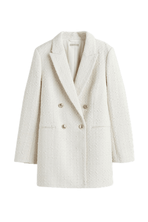 Straight-cut Bouclé Jacket - White - Ladies | H&M US